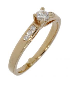 Gouden dames ring met diamanten (zijaanzicht)