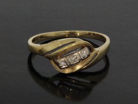 Gouden vintage ring bicolor 3 diamanten
