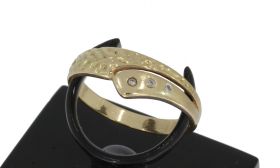 Fantasie 14 karaats gouden design ring 3 diamanten