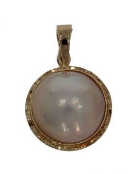 14k gouden mabe parel ketting hanger clip