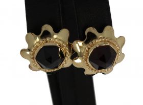 14 karaats gouden vintage oorbellen met granaat edelsteen