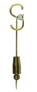 14 karaats gouden reversspeld letter G met diamant 0,10ct 
