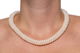 Gevlochten parel collier choker 18 karaats gouden siersluiting luxe