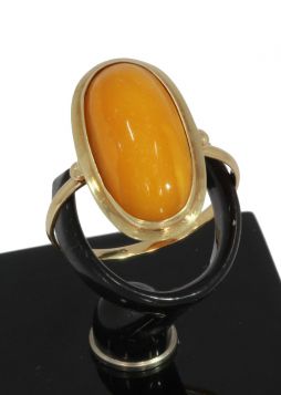 14 karaats gouden vintage dames ring met cabochon steen