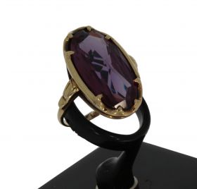 Amethist 14 karaats gouden vintage dames ring klassiek model