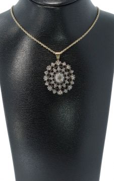 Robuuste antieke hanger 14k goud 29 roosgeslepen diamanten
