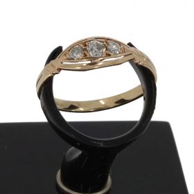 Antieke 14k gouden dames ring met 3 oudslijpsel diamanten