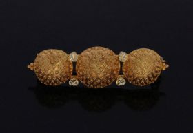 14 karaats gouden antieke broche doekspeld granule bewerking