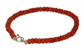 Authentieke bloedkoraal antieke armband 14k gouden slot