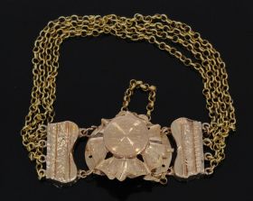 Fraai antieke 14k gouden jasseron armband aan groot gouden slot