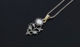 14k gouden bloem hanger grote roosdiamant zilveren venetiaans collier
