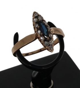 Saffier met roosgeslepen diamanten antieke dames ring prinssesen