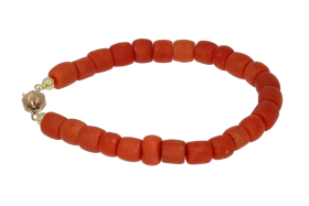 Bloedkoraal armband antiek 14k gouden paston slot