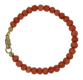 Bloedkoraal baby armband met 14 karaats gouden slot