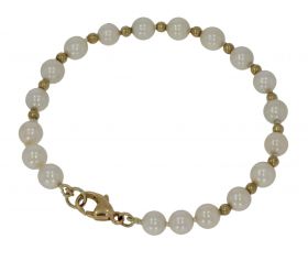 Akoya parel dames / kinder armband met gouden bolletjes en sluiting