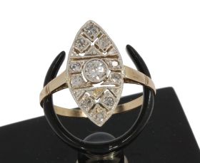 Art Deco diamanten 14k gouden ring dames stijlvol