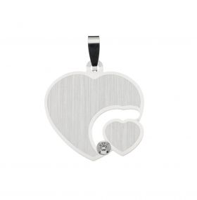 Dubbele zilveren hart hanger met zirkonia