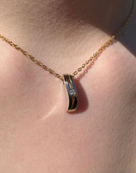 Diamant solitair bicolor 14k gouden briljant ketting hanger fraai