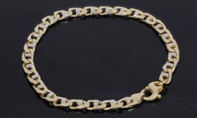 Massieve 14 karaats bicolor gouden heren schakel armband