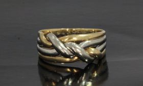 Knoop ring 14 karaats goud bicolor uitvoering vintage