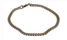 Bicolor gouden unisex gourmet schakel armband wit en geelgoud