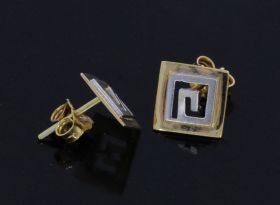 14 karaats bicolor gouden oorbellen meander motief