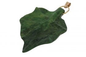 Groen blad 14 karaats gouden ketting hanger groot model