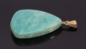 Larimar edelsteen 14 karaats gouden ketting hanger handgemaakt