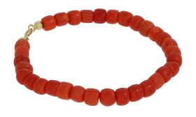 Bloedkoraal antieke armband 14k gouden veerringslot
