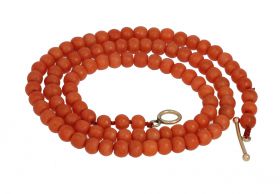 Bloedkoraal vintage ketting 14k gouden kapittel slot antiek