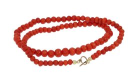 Kapittel slot 14k goud antiek bloedkoraal bolletjes vintage ketting