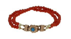 Bloedkoraal kinder armband met gouden Turkoois sluiting