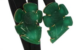 Luxe bloem groene agaat design handgemaakte oorbellen