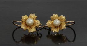 Bloem set parel dames oorbellen met zoetwaterparel