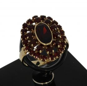Boheemse granaten dames ring geelgoud
