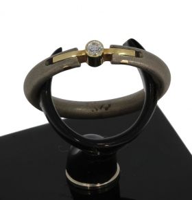 Design titanium zirkonia ring 14 karaats gouden montuur