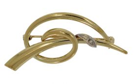 14 karaats gouden fantasie speldbroche met diamant