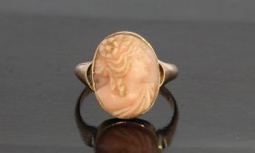 Angelskin antieke dames ring camee portret goud