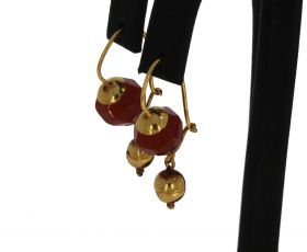 Antieke 14k gouden set oorbellen met carneool en pampel