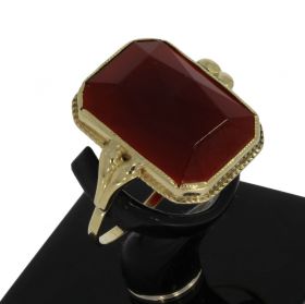 14 karaats retro gouden dames ring met Carneool