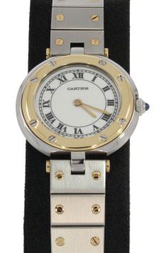 Cartier Santos dames pols horloge 18 karaats goud staal 27mm