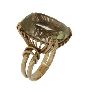 Robuuste 14 karaats gouden ring met Citrien in design zetting
