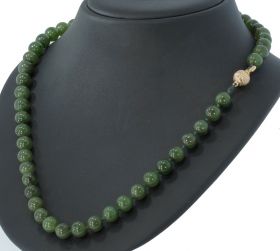 Jade Nefriet kralen edelsteen ketting 14k gouden bol slot vintage
