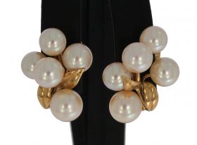 14 karaats gouden design oorbellen clips met parels