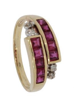 Robijn diamanten 14  karaats gouden luxe dames ring modern