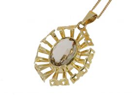 Madeira citrien 14k gouden design ketting hanger handgemaakt