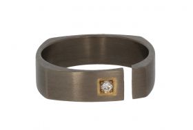 Titanium design ring met diamant in gouden zetting