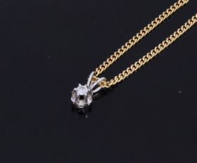 Solitair diamant 0,08ct witgouden 14k ketting hanger 