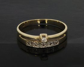 14 karaats gouden design ring met 6 diamanten