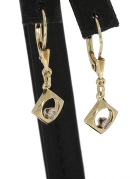 Diamanten 14 karaats gouden retro dames oorbellen